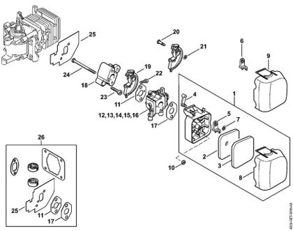 Air filter, Spacer flange Hedge trimmers (HS) HS 45 Stihl
