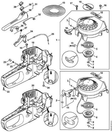 Rewind starter, Handle housing Hedge trimmers (HS) HS 45 Stihl