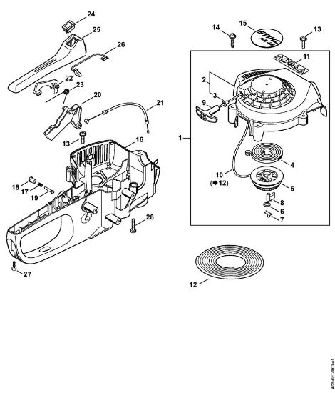 Rewind starter, Handle housing 2-MIX Hedge trimmers (HS) HS 45 2-MIX Stihl
