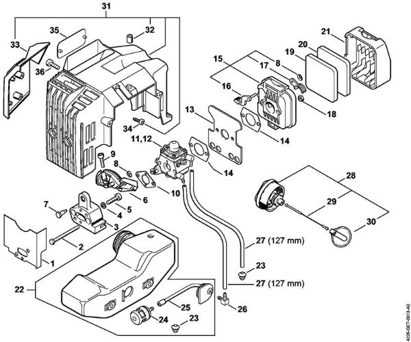 Air filter, Fuel tank Hedge trimmers (HS) HS 75 Stihl