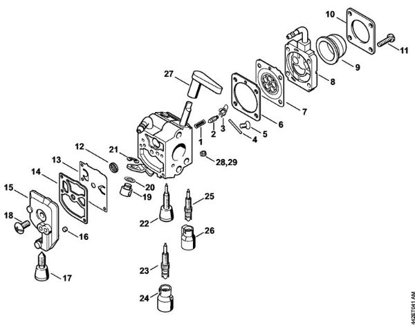 Carburetor C1Q-S225, -S218, -S196, -S197, -S105, -S111, -S115, -S116 Hedge trimmers (HS) HS 81 R Stihl