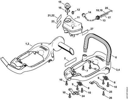 Handle frame, Fuel tank Hedge trimmers (HS) HS 81 T Stihl