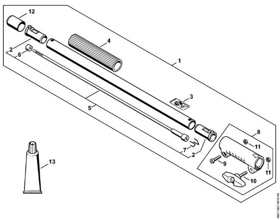 Drive tube extension 0.5 m HL-KM 0°, HL-KM 135°, HT-KM, SP-KM Cordless KombiEngines (KMA) KMA 130 R Stihl