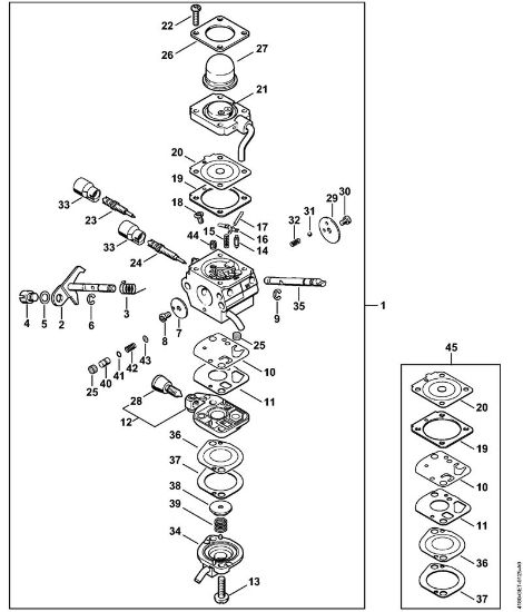 Carburetor C1Q-S88 KombiEngines (KM) KM 100 R Stihl