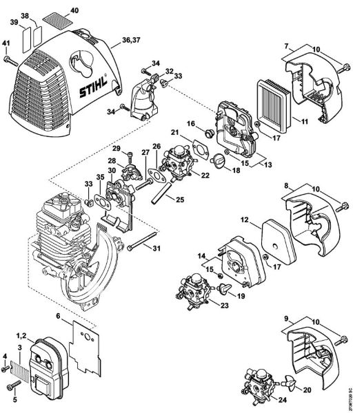Muffler, Air filter KombiEngines (KM) KM 130 R Stihl