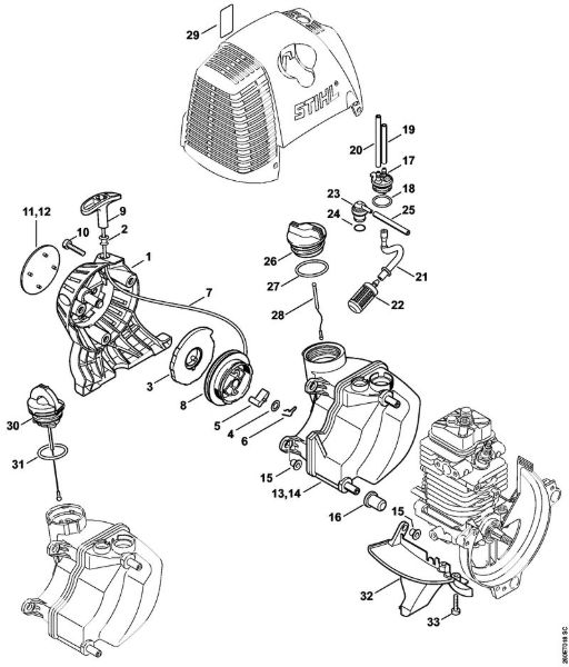 Rewind starter, Fuel tank KombiEngines (KM) KM 130 R Stihl