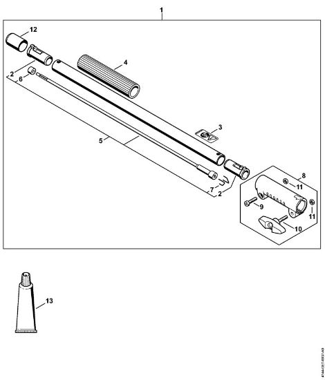 Drive tube extension 0.5 m HL-KM 0°, HL-KM 135°, HT-KM, SP-KM KombiEngines (KM) KM 131 R Stihl