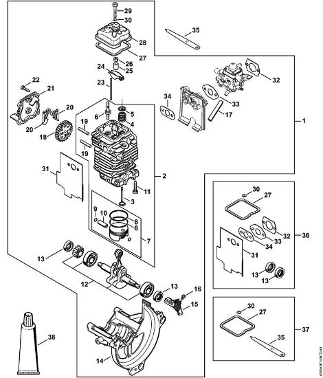 Engine à˜ 43 mm KombiEngines (KM) KM 131 R Stihl