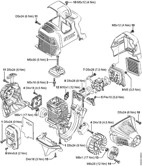 Tightening torques KombiEngines (KM) KM 131 R Stihl