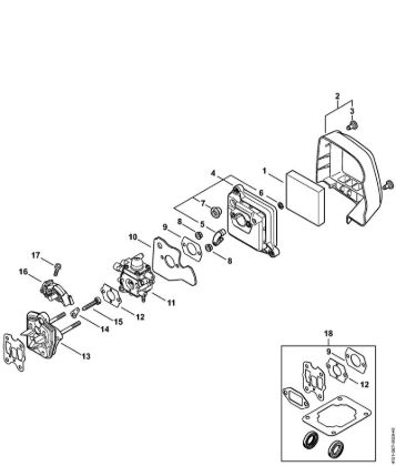 Air filter, Spacer flange KombiEngines (KM) KM 235.0 R Stihl