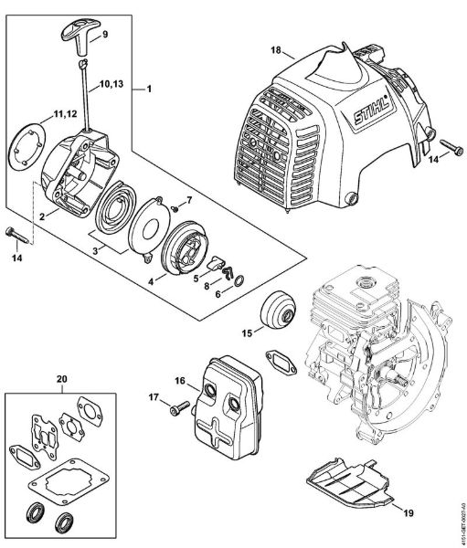 Rewind starter, Muffler KombiEngines (KM) KM 235.0 R Stihl