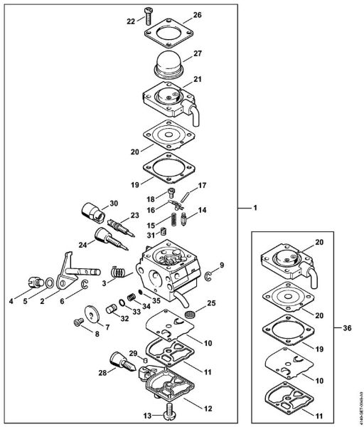 Carburetor C1Q-S71 KombiEngines (KM) KM 55 Stihl
