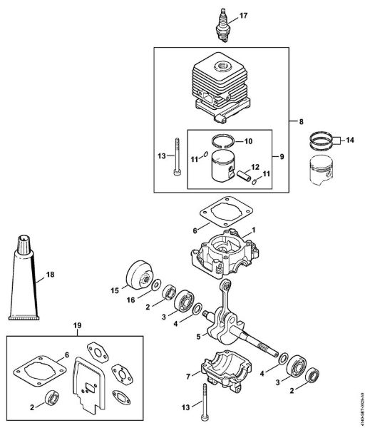 Crankcase, Cylinder KombiEngines (KM) KM 55 Stihl