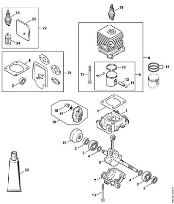 Crankcase, Cylinder KombiEngines (KM) KM 55 C-E Stihl