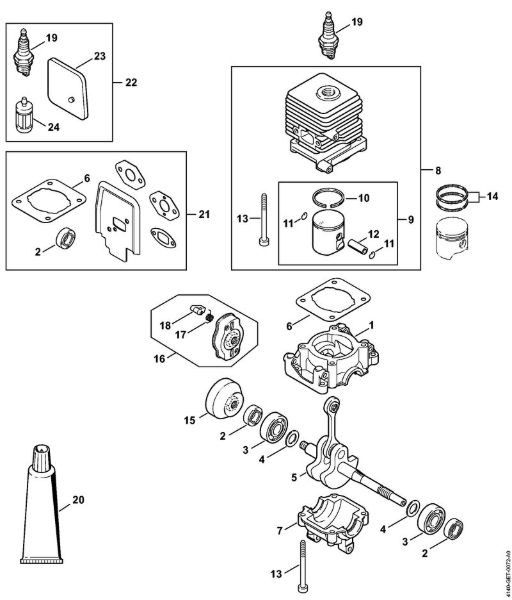 Crankcase, Cylinder KombiEngines (KM) KM 55 C-E Stihl