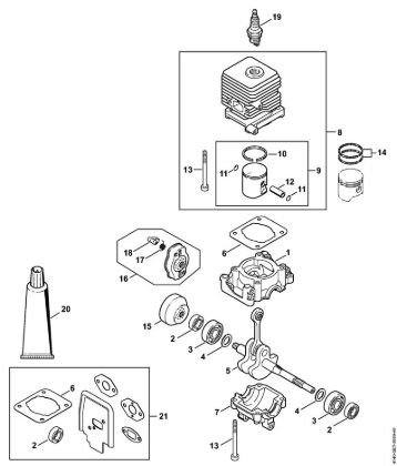 Crankcase, Cylinder KombiEngines (KM) KM 55 C-E Stihl