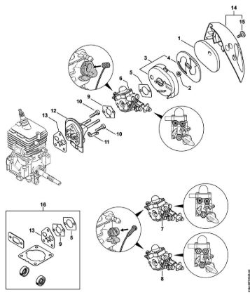 Air filter, Spacer flange KombiEngines (KM) KM 56 RC-E Stihl