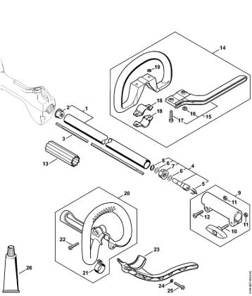 Drive tube assembly, Loop handle KM 56 RC KombiEngines (KM) KM 56 RC-E Stihl