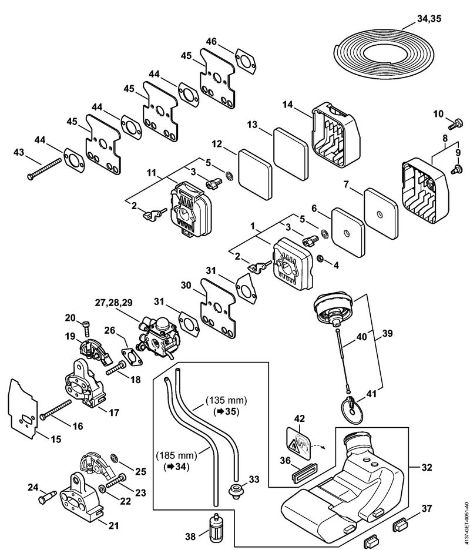 Air filter, Fuel tank KombiEngines (KM) KM 85 R Stihl