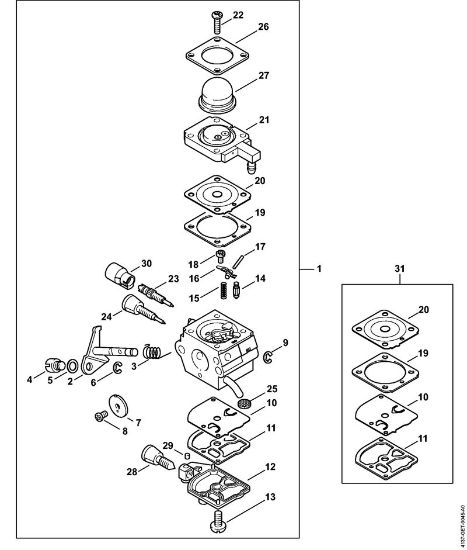 Carburetor 4137/28 KombiEngines (KM) KM 85 R Stihl
