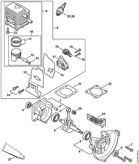 Crankcase, Cylinder KombiEngines (KM) KM 85 R Stihl