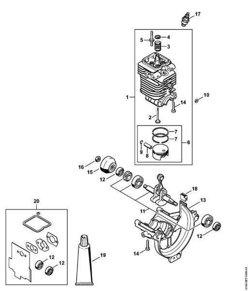 Cylinder, Engine pan KombiEngines (KM) KM 90 R Stihl