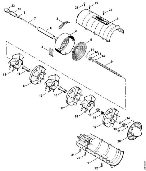Fan housing, Drive tube assembly KombiTools (-KM) BG-KM Stihl