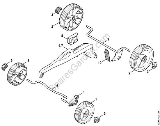 Chassis, height adjustment Cordless lawn mowers (RMA) RMA 370 Stihl