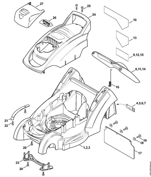 Housing, Hood Cordless lawn mowers (RMA) RMA 370 Stihl