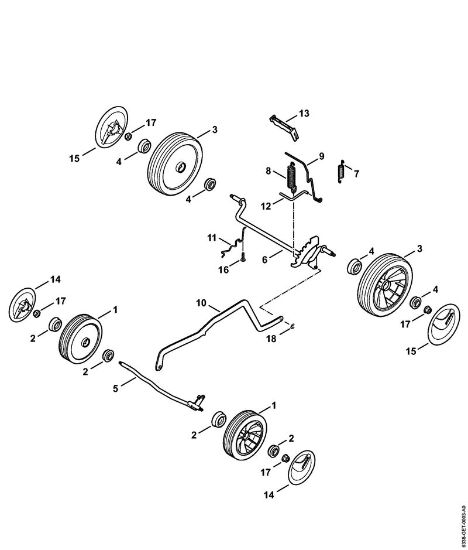 Chassis, height adjustment Cordless lawn mowers (RMA) RMA 410 C Stihl