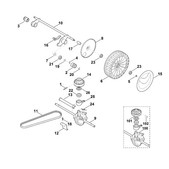 Picture of E - Shaft, Gear box RME 545.0 V