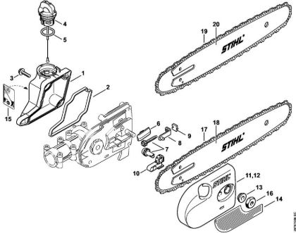 Oil tank, Chain sprocket cover Electric pole pruners (HTE) HTE 60 Stihl