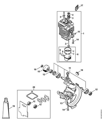 Cylinder, Engine pan Pole pruners (HT) HT 100 Stihl