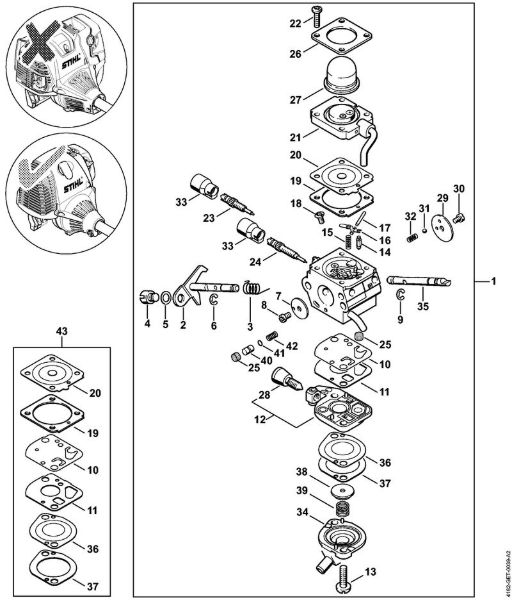 Carburetor C1Q-S98    5 08 507 652 Pole pruners (HT) HT 130 Stihl
