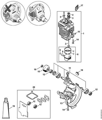 Cylinder, Engine pan    5 08 507 652 Pole pruners (HT) HT 130 Stihl