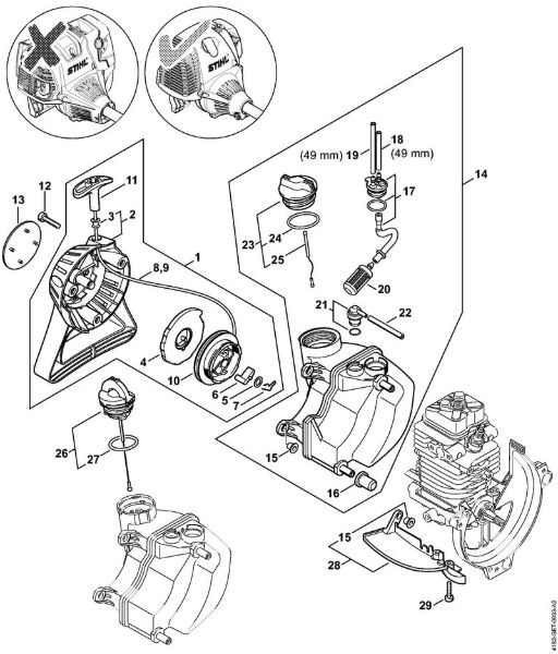 Rewind starter, Fuel tank    5 08 507 652 Pole pruners (HT) HT 130 Stihl