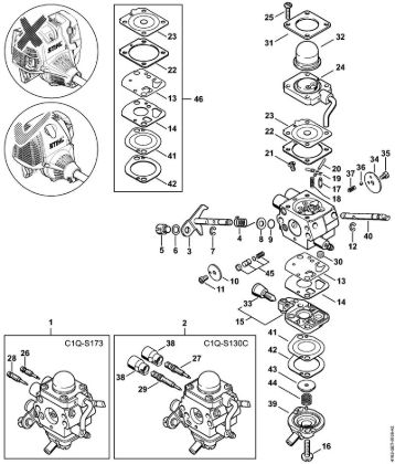 Carburetor C1Q-S173, C1Q-S130    5 08 571 577 Pole pruners (HT) HT 131 Stihl