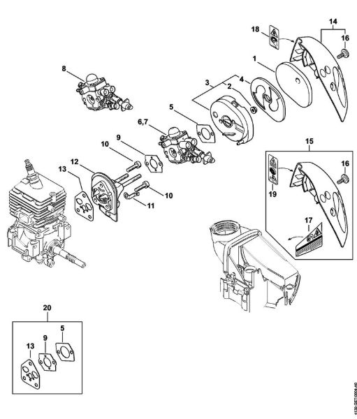 Air filter, Spacer flange Pole pruners (HT) HT 56 C-E Stihl