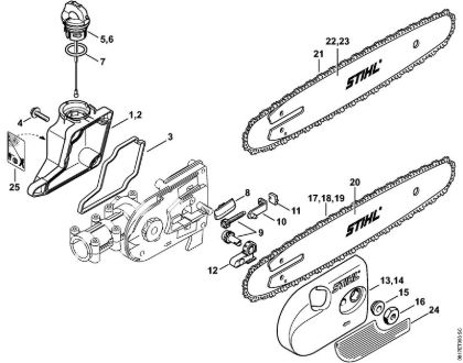 Oil tank, Chain sprocket cover HT 70 (38.2016) Pole pruners (HT) HT 70 Stihl