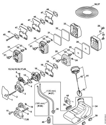 Air filter, Fuel tank Pole pruners (HT) HT 75 Stihl