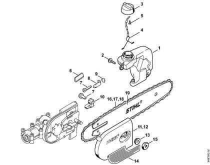 Oil tank, Chain sprocket cover (38.2002) Pole pruners (HT) HT 75 Stihl