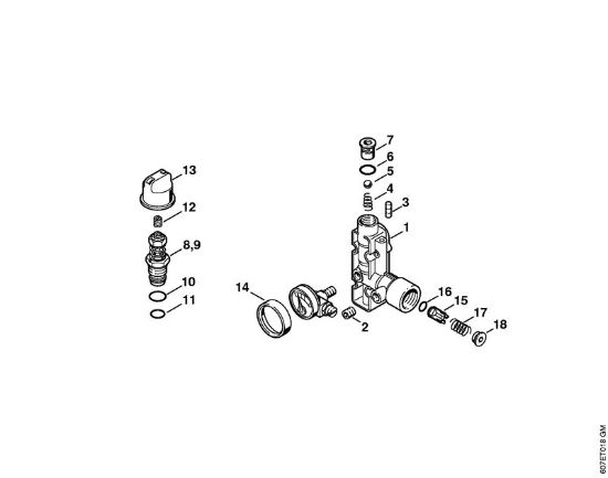 Regulation valve block (15.96) Electric pressure washers (RE) RE 104 KM Stihl
