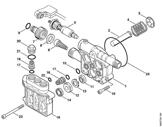 Pump housing, valve block Electric pressure washers (RE) RE 106 K Stihl