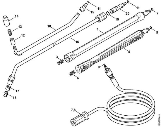 Spray lance/wand, High-pressure hose    06/2019 Electric pressure washers (RE) RE 110 Stihl