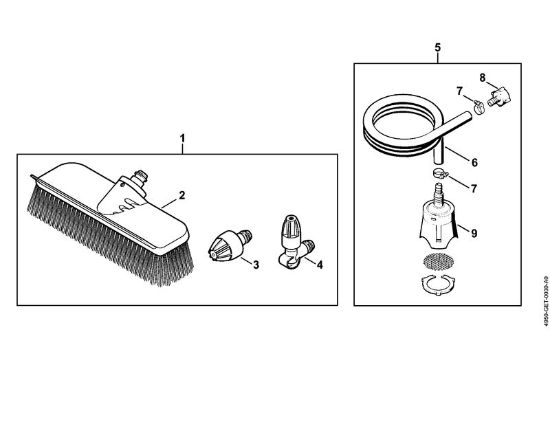 Washing brush, Suction hose    06/2019 Electric pressure washers (RE) RE 110 Stihl