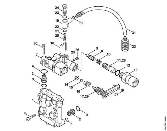 Valve block, Regulation valve block Electric pressure washers (RE) RE 115 K Stihl