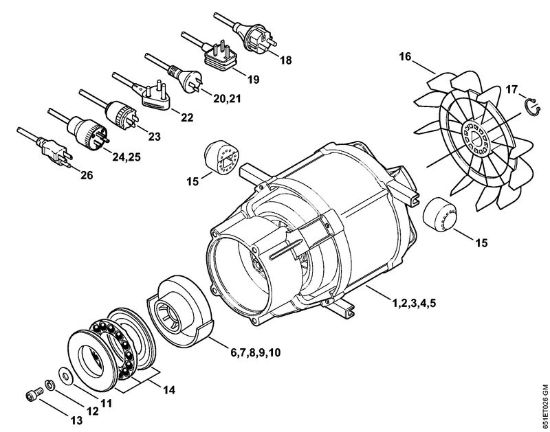 Electric motor, Connecting cable Electric pressure washers (RE) RE 118 Stihl