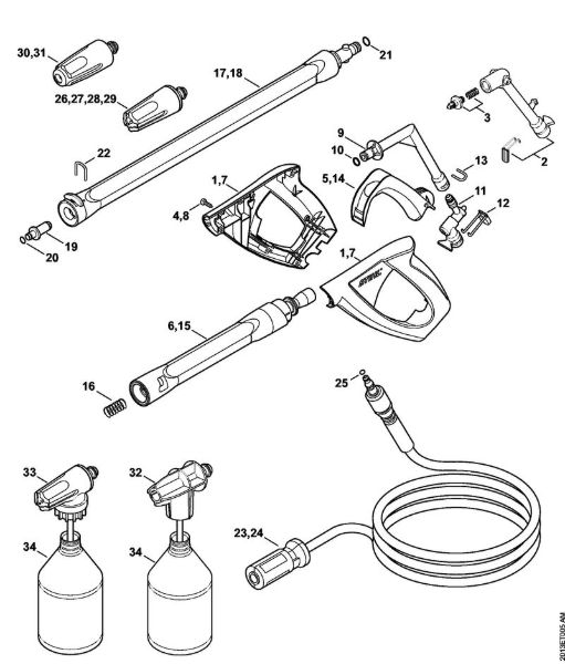 Spray gun, Spray lance/wand Electric pressure washers (RE) RE 119 Stihl