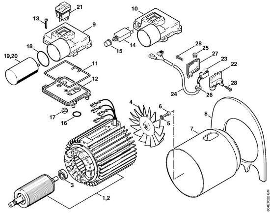 Electric motor, Switch housing Electric pressure washers (RE) RE 125 K Stihl