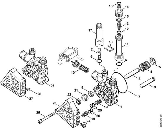 Pump, valve block Electric pressure washers (RE) RE 126 K Stihl